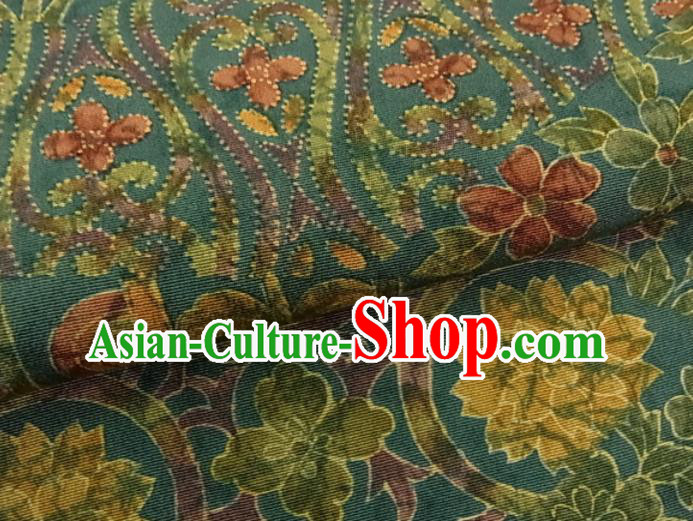 Japanese Classical Flowers Pattern Tsukesage Kimono Female Deep Green Yukata Dress Traditional Festival Clothing Japanese Classical Flowers Pattern Tsukesage Kimono Female Deep Green Yukata Dress Traditional Festival Clothing