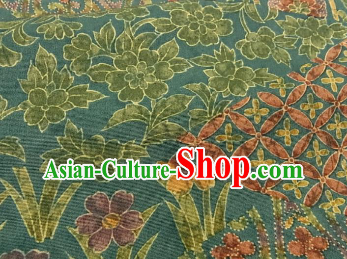 Japanese Classical Flowers Pattern Tsukesage Kimono Female Deep Green Yukata Dress Traditional Festival Clothing Japanese Classical Flowers Pattern Tsukesage Kimono Female Deep Green Yukata Dress Traditional Festival Clothing