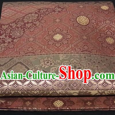 Japanese Classical Flowers Pattern Kimono Belt Handmade Wine Red Brocade Waistband Traditional Yukata Robe Nishijin Girdle Accessories