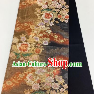 Japanese Traditional Yukata Robe Nishijin Girdle Accessories Classical Flowers Pattern Kimono Belt Handmade Brocade Waistband