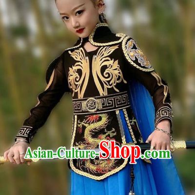 Chinese Girl Catwalk Show Clothing Martial Arts Garment Costume Children Kung Fu Outfits Stage Performance Swordsman Fashion
