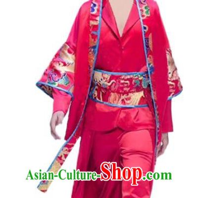 Top Children Performance Clothing Catwalks Prince Fashion Boys Stage Show Red Tang Suits Compere Garment Costumes