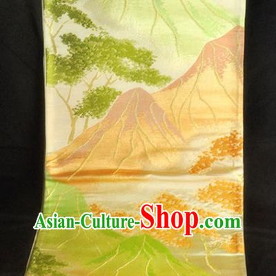 Japanese Handmade Kimono Waistband Traditional Yukata Robe Girdle Accessories Classical Mounts Pattern Nishijin Yellow Brocade Belt