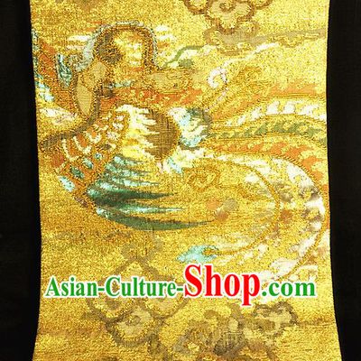 Japanese Classical Phoenix Pattern Golden Brocade Belt Handmade Kimono Nishijin Waistband Traditional Yukata Robe Girdle Accessories