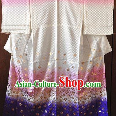 Japanese Classical Sakura Pattern Tsukesage Kimono Costume Court Princess Silk Yukata Dress Traditional Wedding Bride Clothing