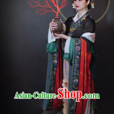 China Traditional Dunhuang Murals Historical Clothing Ancient Goddess Queen Hanfu Dress Apparels Song Dynasty Empress Garment Costumes