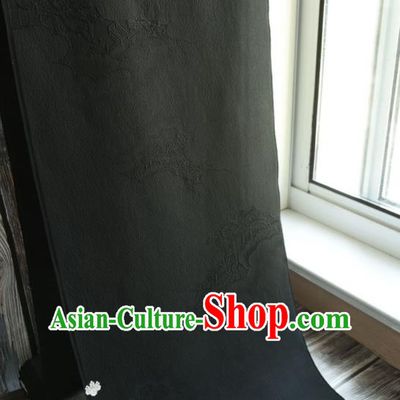 Asian Japan Kimono Brocade Tapestry Traditional Jacquard Black Silk Fabric