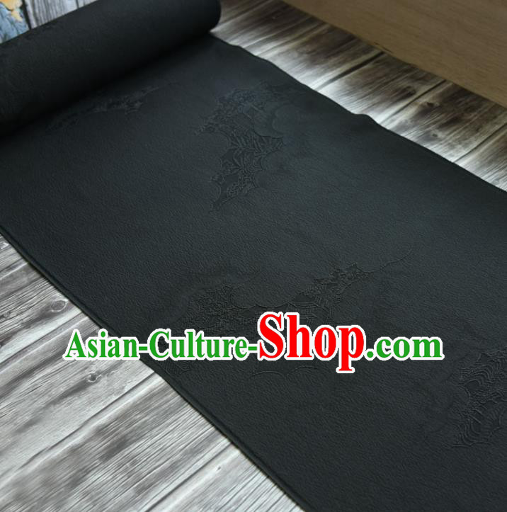 Asian Japan Kimono Brocade Tapestry Traditional Jacquard Black Silk Fabric Asian Japan Kimono Brocade Tapestry Traditional Jacquard Black Silk Fabric