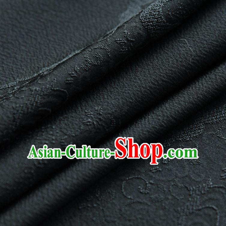 Asian Traditional Jacquard Black Silk Fabric Japan Kimono Brocade Tapestry