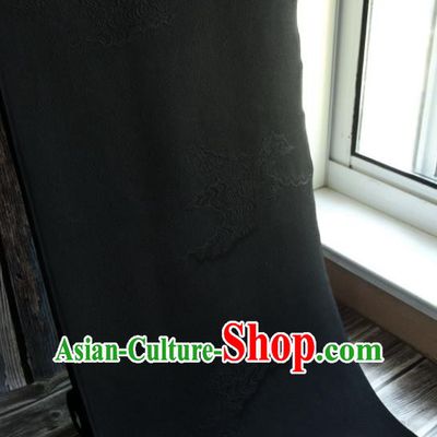 Asian Traditional Jacquard Black Silk Fabric Japan Kimono Brocade Tapestry