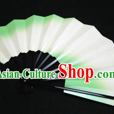 Japan Traditional Court Light Green Fan Handmade Craft Fans Geisha Performance Accordion Classical Dance Folding Fan