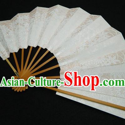 Japan Handmade Bamboo Craft Fans Geisha Performance Accordion Classical Dance Folding Fan Traditional Chrysanthemum Pattern Fan