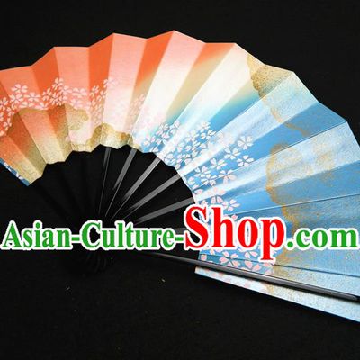 Japan Classical Folding Fan Traditional Sakura Pattern Fan Handmade Ebony Craft Fans Geisha Performance Accordion