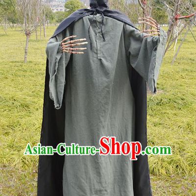 Custom Halloween Performance Garment Costumes Cosplay Ghost Clothing Fancy Ball Death Outfits Mummy Grey Robe