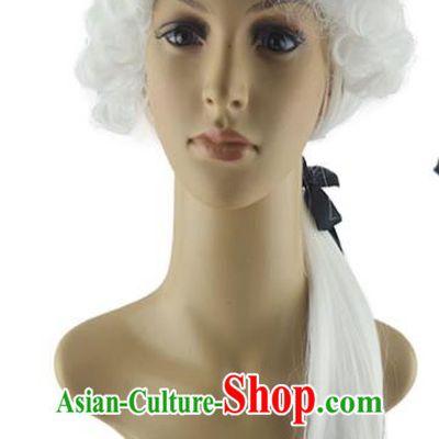 Professional Court Musician Hairpieces Halloween Fancy Ball Headdress Cosplay Lawyer White Wigs European Piaget Hair Accessories