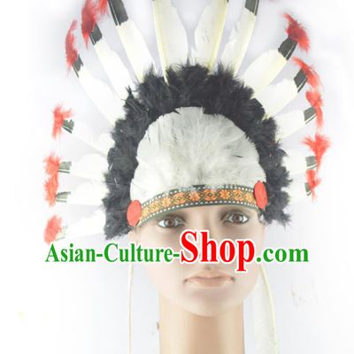 Professional Malankara Wild Man Hair Accessories Tribe Chief Headwear Halloween Fancy Ball Headdress Cosplay Hunter Feather Hair Crown