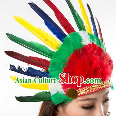 Professional Cosplay Hunter Feather Hair Crown Malankara Wild Man Hair Accessories Tribe Chief Headwear Halloween Fancy Ball Headdress
