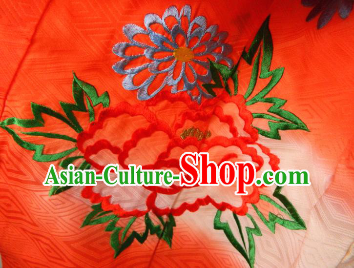 Japan Classical Peony Pattern Red Furisode Kimono Traditional Festival Yukata Dress Children Garment Costume Japan Classical Peony Pattern Red Furisode Kimono Traditional Festival Yukata Dress Children Garment Costume