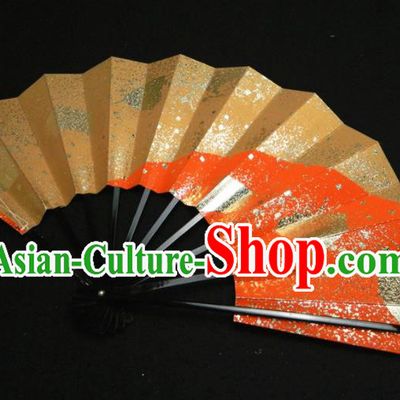 Japan Handmade Kimono Dance Accordion Craft Classical Dance Fan Traditional Geisha Performance Golden Folding Fan