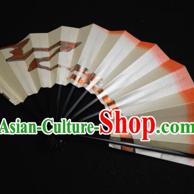 Japan Traditional Stage Performance Beige Folding Fan Handmade Kimono Accordion Craft Geisha Dance Fan