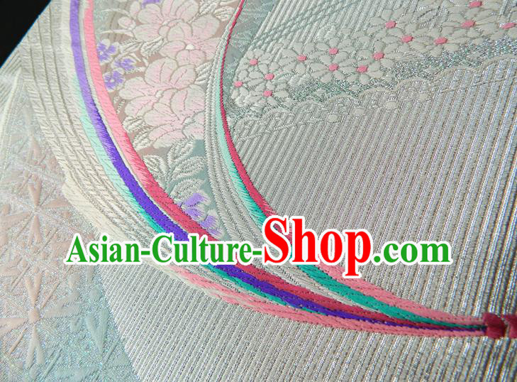 Japanese Classical Yukata Dress Hekoobi Accessories Traditional Kimono Belt Handmade White Brocade Waistband Japanese Classical Yukata Dress Hekoobi Accessories Traditional Kimono Belt Handmade White Brocade Waistband