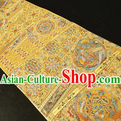 Japanese Handmade Golden Brocade Waistband Classical Yukata Dress Hekoobi Accessories Traditional Embroidered Kimono Belt