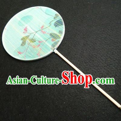 Japan Geisha Performance Fan Classical Dance Circular Fan Traditional Palace Fan Handmade Printing Green Silk Fan