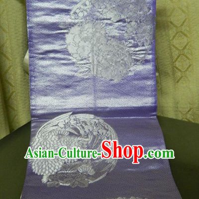 Japanese Traditional Chrysanthemum Pattern Lilac Brocade Belt Handmade Kimono Waistband Yukata Dress Hekoobi Accessories
