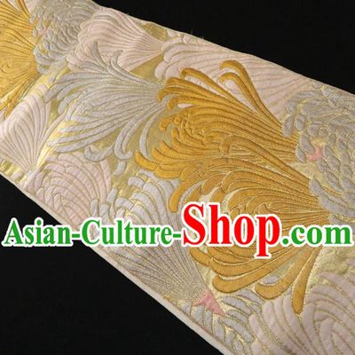 Japanese Handmade Kimono Waistband Yukata Dress Hekoobi Accessories Traditional Chrysanthemum Pattern Brocade Belt