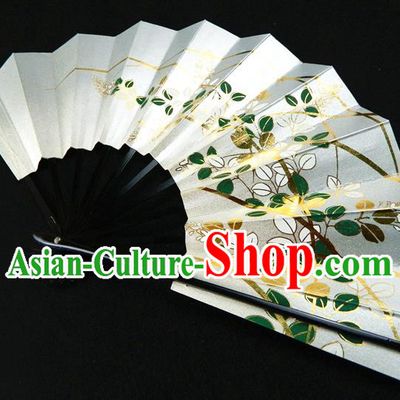 Japan Geisha Performance Fan Woman Accordion Handmade Ebony Fan Traditional Dance Folding Fan
