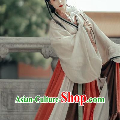 China Traditional Dance Historical Costumes Ancient Palace Princess Garment Clothing Jin Dynasty Young Beauty Hanfu Dress