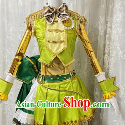Top Cartoon Girl Group Dance Clothing Cosplay Angel Light Green Short Dress Outfits Halloween Fancy Ball Musician Garment Costume