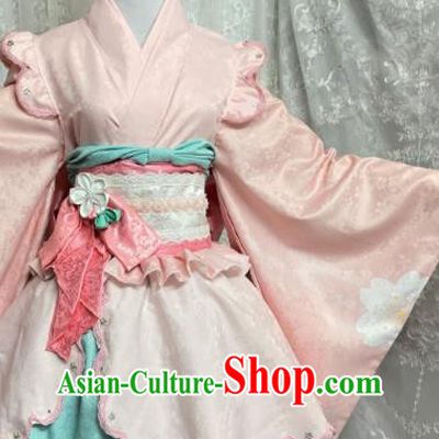 Top Cartoon Young Lady Clothing Cosplay Servant Girl Pink Short Dress Outfits Halloween Performance Garment Costume