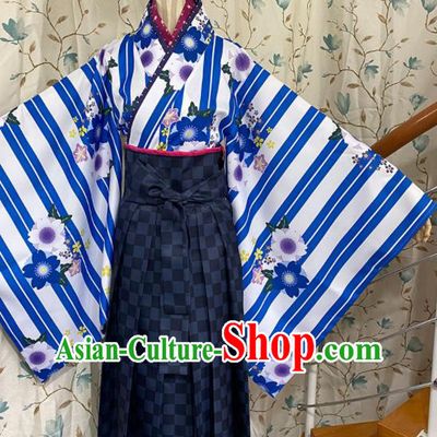 Professional Japanese Traditional Festival Kimono Clothing Young Woman Garment Costumes Classical Printing Blouse and Skirt Outfits