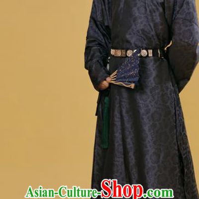 China Traditional Hanfu Black Round Collar Robe Song Dynasty Scholar Historical Clothing Ancient Young Childe Garment Costume