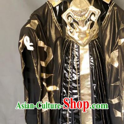 Chinese Traditional Puppet Show Swordsman Garment Costumes Cosplay General Clothing Ancient Royal King Black Uniforms