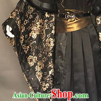 Chinese Cosplay Royal Prince Clothing Ancient Young Childe Black Uniforms Traditional Puppet Show Swordsman Leng Qiuyan Garment Costumes