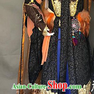 Chinese Traditional Puppet Show Swordsman Garment Costumes Cosplay Demon King Clothing Ancient Monarch Uniforms