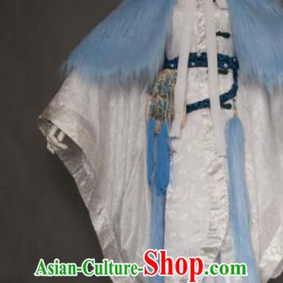 Chinese Ancient Chivalrous Expert White Uniforms Traditional Puppet Show Swordsman Garment Costumes Cosplay Noble Childe Clothing