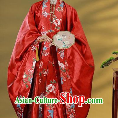 China Traditional Wedding Bride Hanfu Dress Attire Ming Dynasty Court Woman Historical Clothing Ancient Royal Countess Garment Costumes