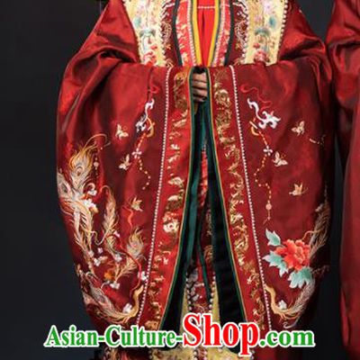 China Ancient Court Empress Garment Costumes Traditional Wedding Bride Hanfu Dress Attire Song Dynasty Palace Beauty Historical Clothing Full Set