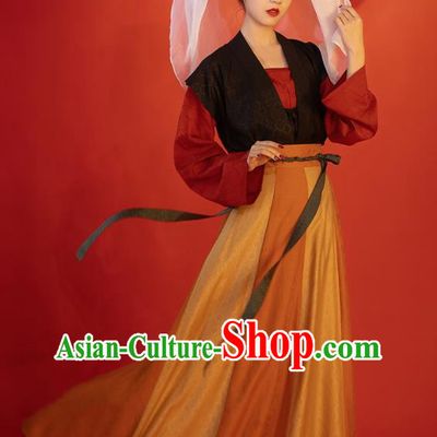China Traditional Civilian Lady Hanfu Dress Apparels Tang Dynasty Court Maid Historical Clothing Ancient Young Beauty Garment Costumes