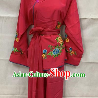 China Traditional Opera Servant Girl Garment Costumes Ancient Maid Lady Clothing Beijing Opera Xiaodan Red Dress Outfits