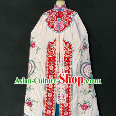 China Ancient Princess Embroidered Mantle Clothing Beijing Opera Hua Tan White Cloak Traditional Opera Imperial Concubine Garment Costume