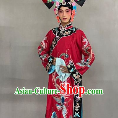 China Ancient Princess Embroidered Clothing Beijing Opera Hua Tan Red Dress Outfits Traditional Opera Imperial Concubine Garment Costume and Headdress