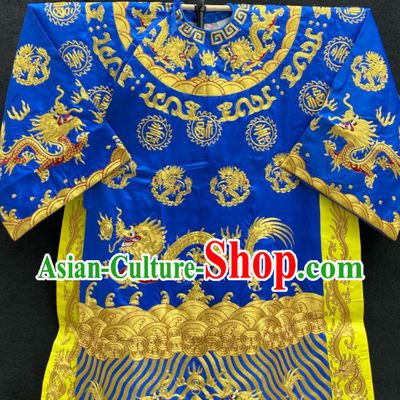 Chinese Traditional Opera Prime Minister Clothing Beijing Opera Official Garment Costume Peking Opera Xiaosheng Embroidered Royalblue Robe