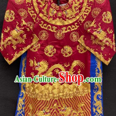 Chinese Peking Opera Xiaosheng Embroidered Wine Red Robe Traditional Opera Prime Minister Clothing Beijing Opera Official Garment Costume