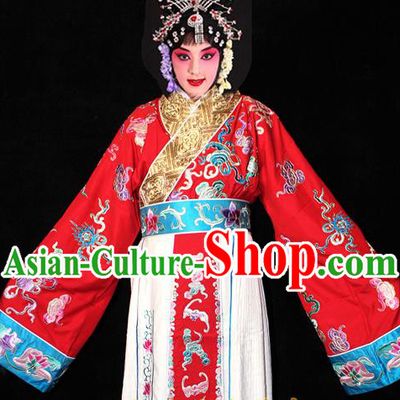 China Ancient Fairy Princess Clothing Beijing Opera Diva Embroidered Red Dress Outfits Traditional Opera Court Beauty Garment Costume