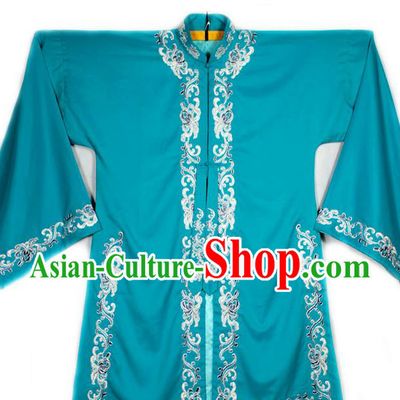 China Traditional Opera Young Woman Garment Costume Ancient Princess Clothing Beijing Opera Actress Embroidered Blue Cape