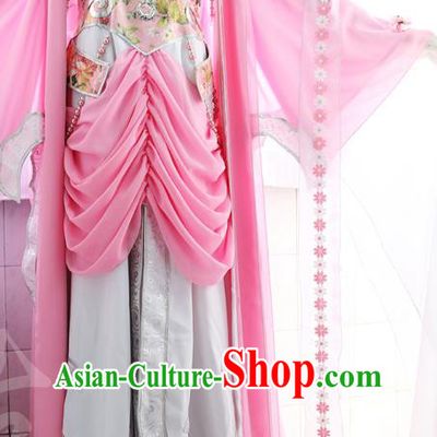 China Ancient Swordswoman Clothing Cosplay Fairy Princess Pink Dress Outfits Traditional Puppet Show Yu Qinghuan Garment Costumes